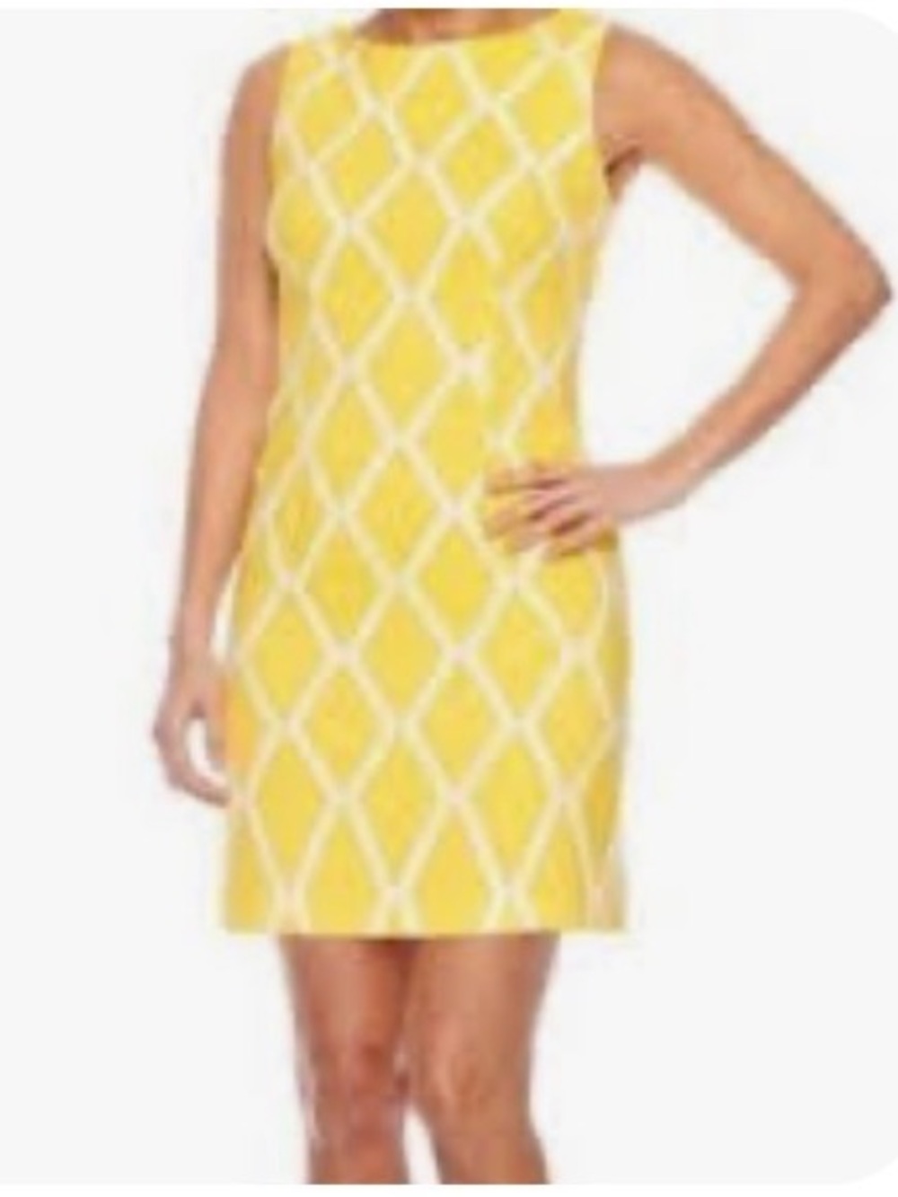 ALYX Dress Sleeveless Yellow & White 14 Round Neck Above Knee